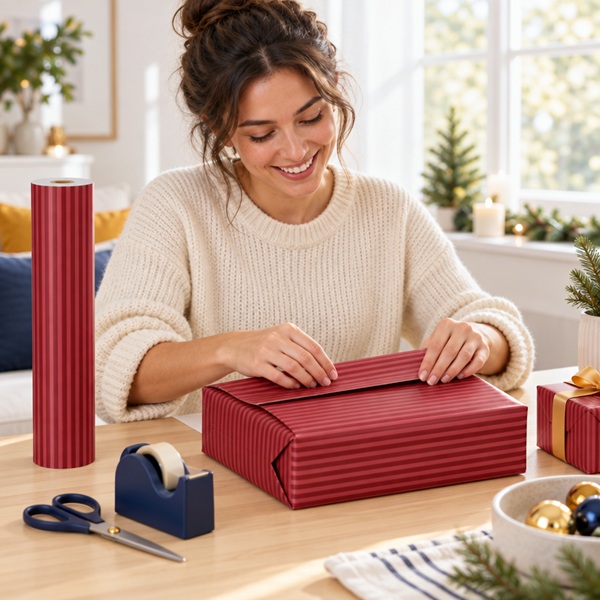 Gift Wrapping Coated Rolls - Design lines - 500mm x 100m 60gsm - 1x Roll Per Pack