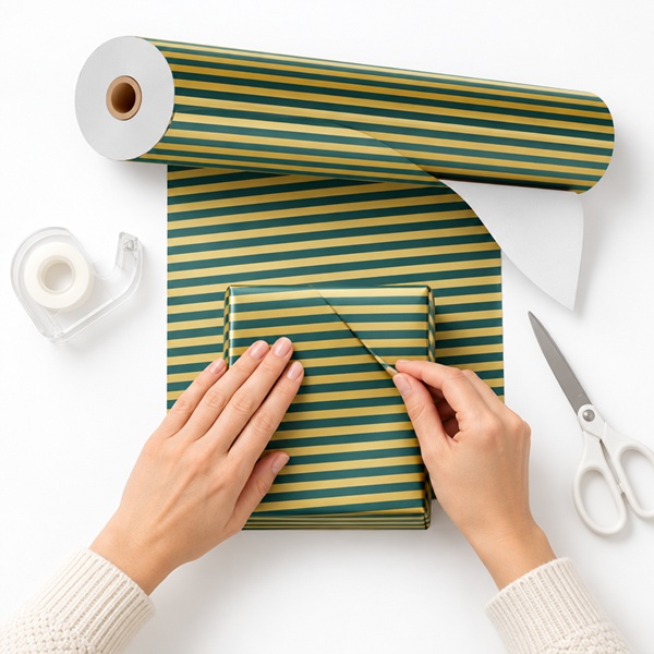 Gift Wrapping Coated Rolls - Design lines - 500mm x 100m 60gsm - 1x Roll Per Pack