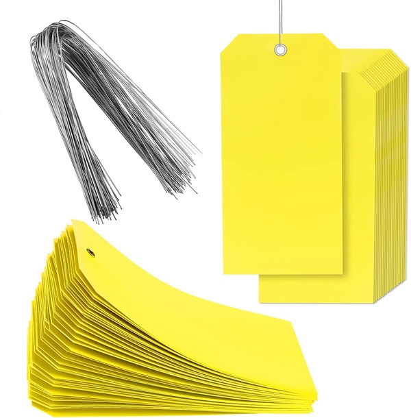 Strung Tags 120mm x 60mm Yellow - 1000x Per Pack