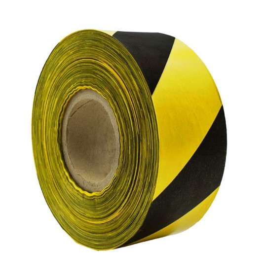 Yellow-Black Barrier Tape - 70mm x 500m - 10x Rolls Per Pack