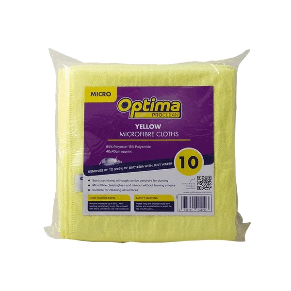 Microfibre General Purpose Cloth Yellow 400 x 400mm 250GSM- 10x Per Pack