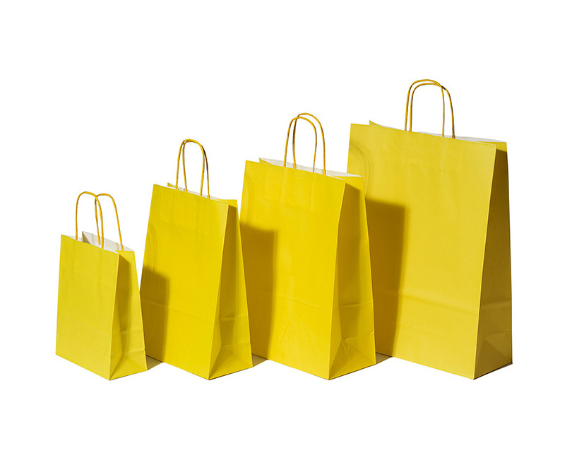 Luxury Yellow Paper Bags - Medium Twist Handle - 50x Per Pack