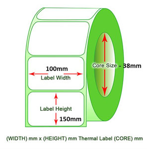 Zebra Direct Thermal Labels - 100mm x 150mm x 38mm - 500x Labels Per Roll