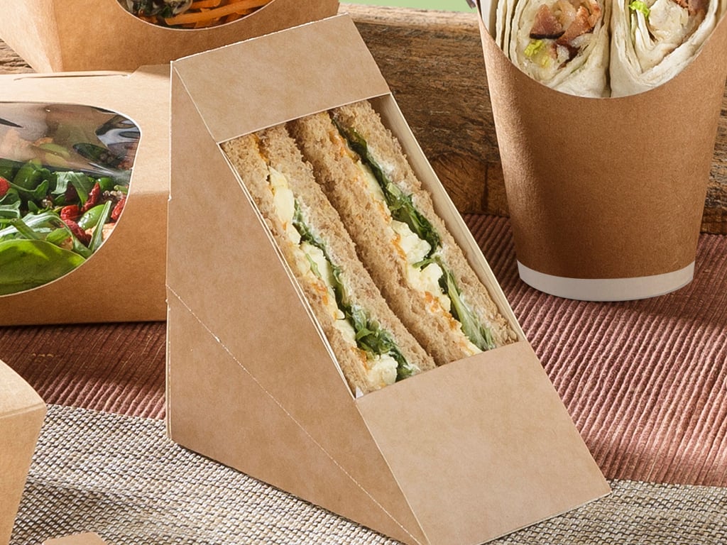 Kraft Compostable Front loading Sandwich Pack 123x52x123mm - 500x Per Pack