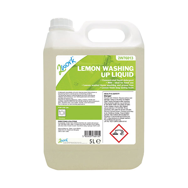 2Work Washing Up Liquid Lemon 5L