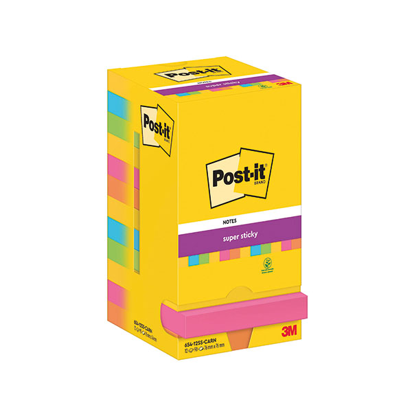 Post-it S/Stk 76x76 90S Crnvl Pk12