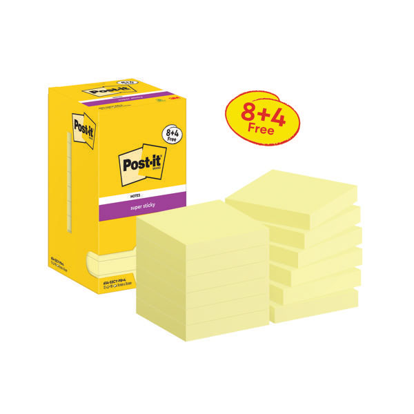 Post-it S/Stick 76x76 90S C/Ylw Pk12