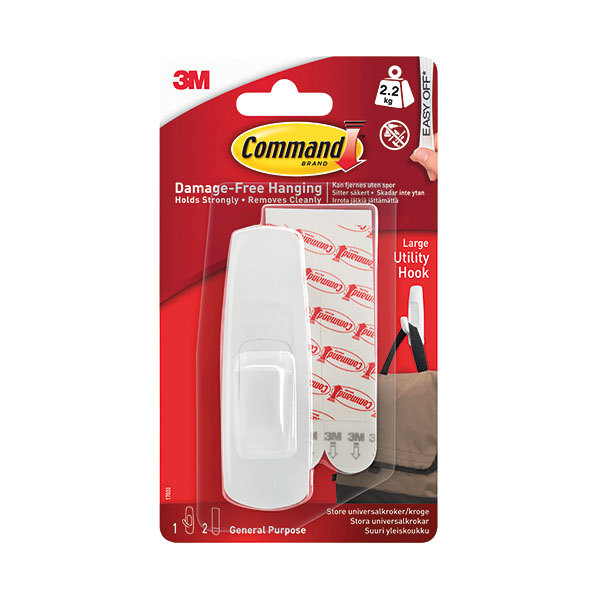 3M Command Adh White Lge Hook 17003