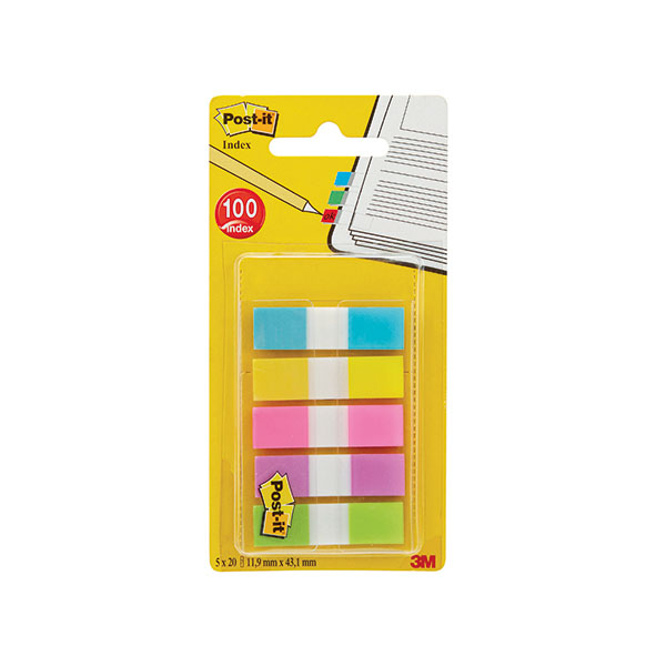 3M Post-It Index 12mm Ast Pk100