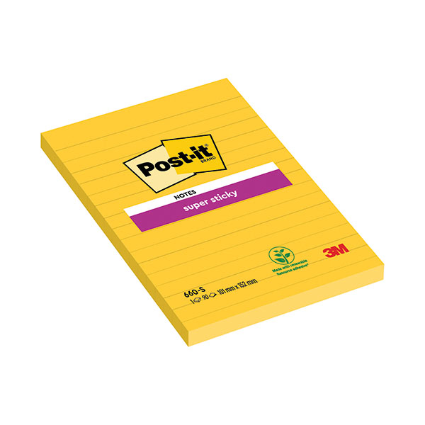 Post-It Spr Stcky Nte 102x152 Yw Pk6