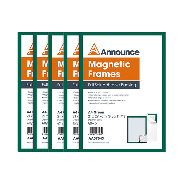 Announce Magnetic Frames A4 Grn Pk5