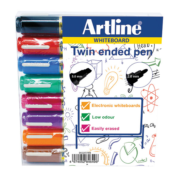 Artline 2In1 Dry Mrkr Chisl Ass Pk8