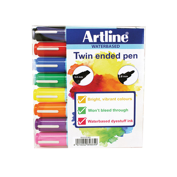 Artline 2In1 Fchrt Mrkr Pk8 Ast