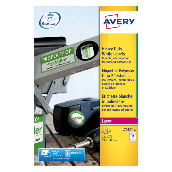 Avery Hvy Duty Lbls Wht 14L/Sh Bx 20