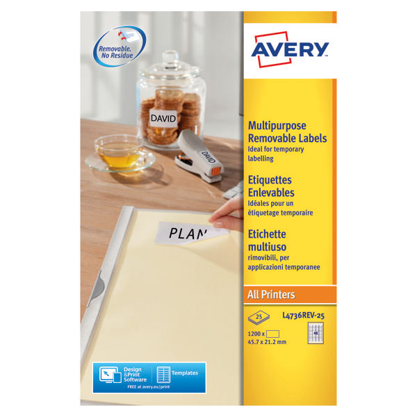 Avery Remv Lsr Lbls Wht 48L/Sht Bx25