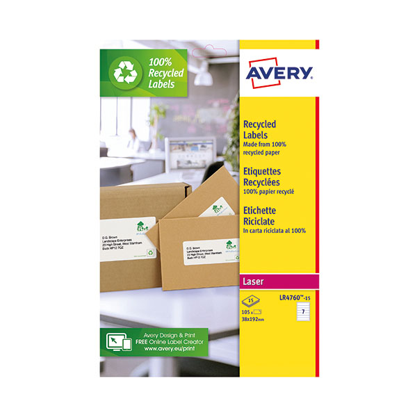 Avery Rec Label 7 P/Sheet Wht Pk105