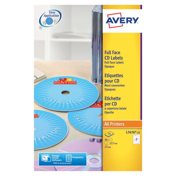 Avery 2P/S Ijet Cd Lbls Blk/Wh Bx25