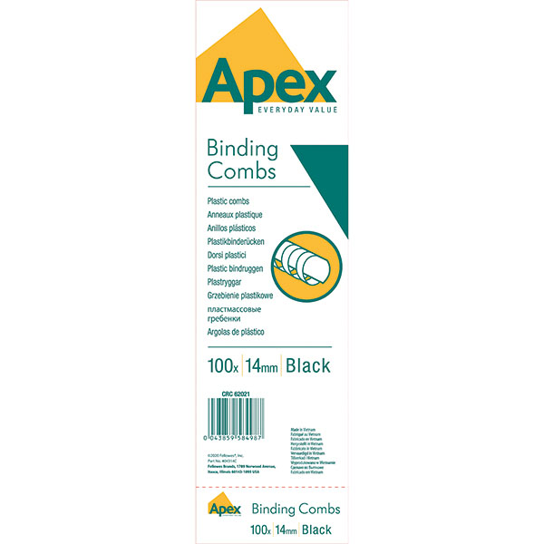 Fellowes Apex Blk Comb 14mm Pk100