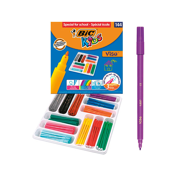 Bic Cls Pk144 Kids Visa F/Tips Ast