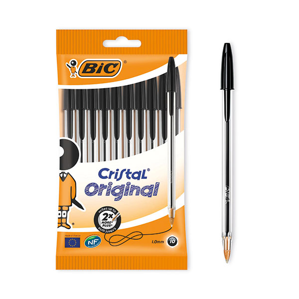 Bic Cristal Bpoint Medium Black Pk10