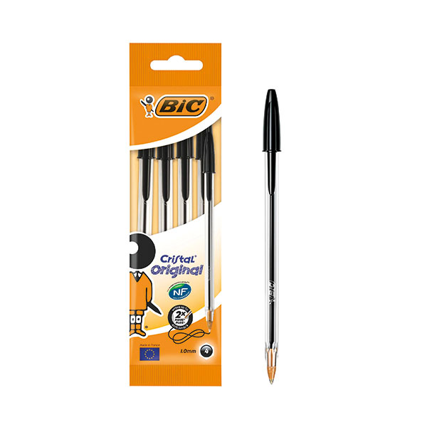 Bic Black Cristal Medium Bpoint Pk40