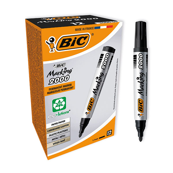 Bic 2000 Bullet Perm Marker Blk Pk12