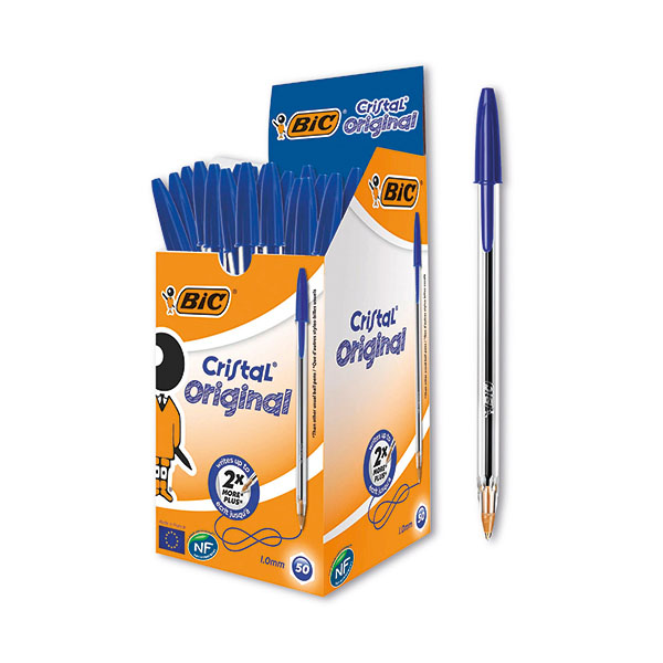 Bic Cristal Ball Pen Med Blue Pk50