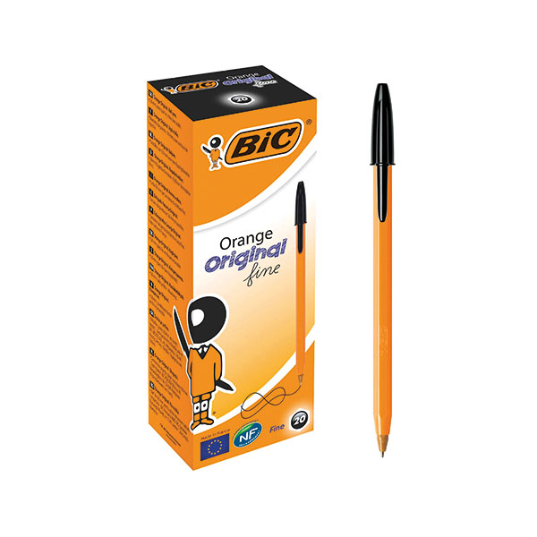 Bic Orange Fine Bpoint Pen Blk Pk20