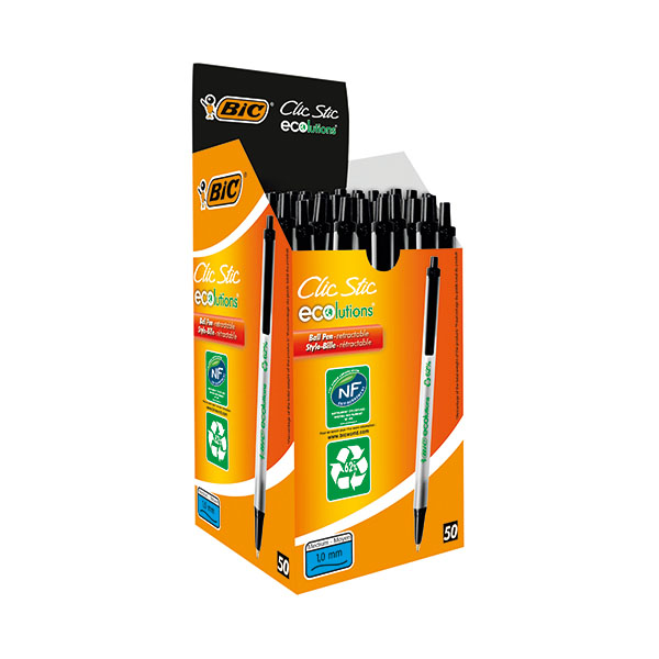 Bic Ecolutions Clic Stick Black Pk50