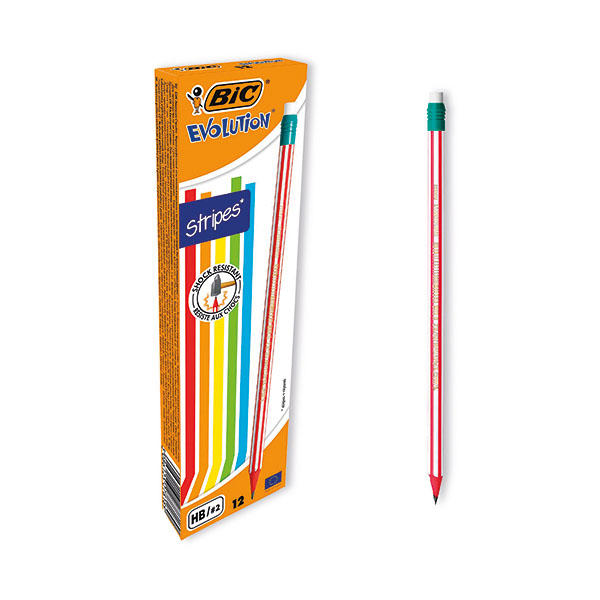 Bic Stripes HB Pencils Assorted Pk12