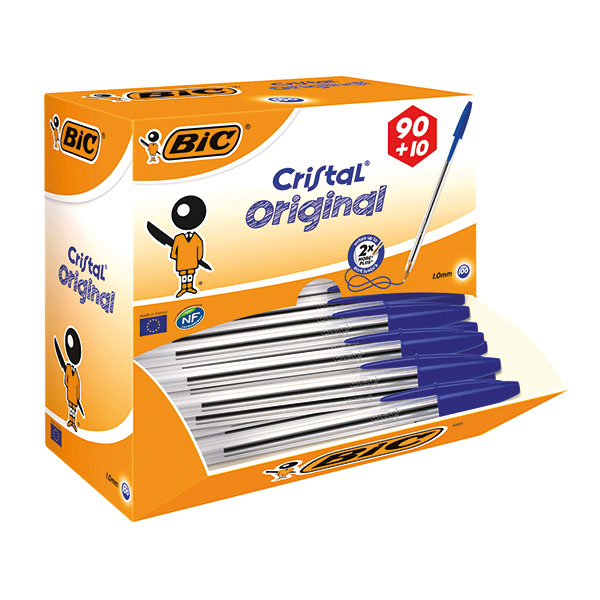 Bic Cristal Bpoint Pen Med Blu Pk100