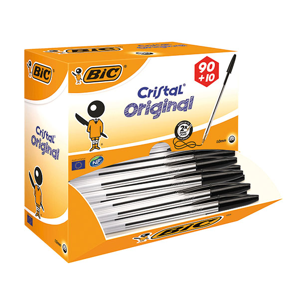 Bic Cristal Bpoint Med Blk Pk100