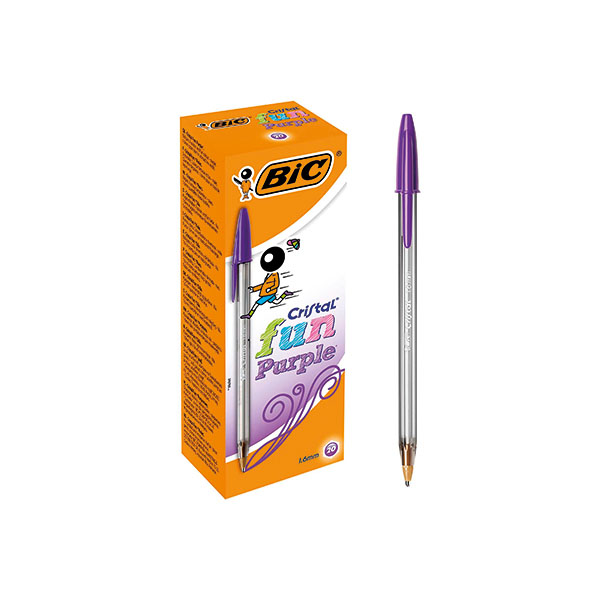 Bc Cristal Fun Purple Ball Pen Pk20