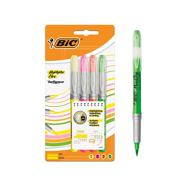 Bic Highlighter Flex Asst 942041 P4