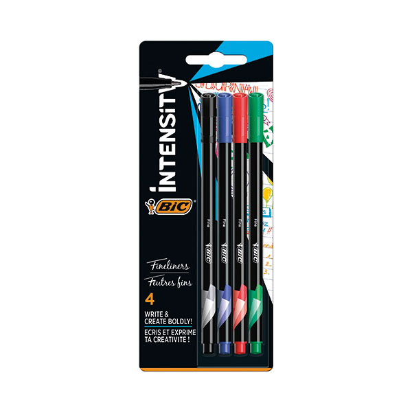 Bic Intensity Fineliner Pen Ast Pk4