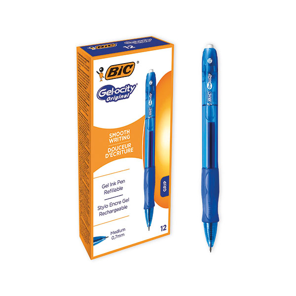 Bic Gelocity Gel Pen Blue Box Of 12