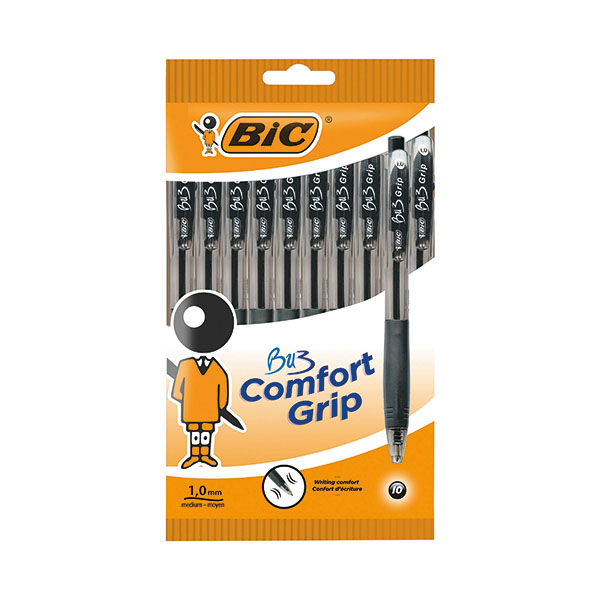 Bic BU3 Grip Ballpoint Pen Blk Pk10