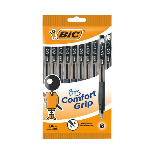 Bic BU3 Grip Ballpoint Pen Blk Pk10