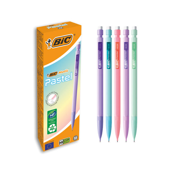 Bic Matic Mech Pencil 0.7 Pastl Pk12