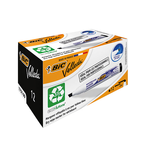 Bic Velleda 1751 Markers Black Pk12