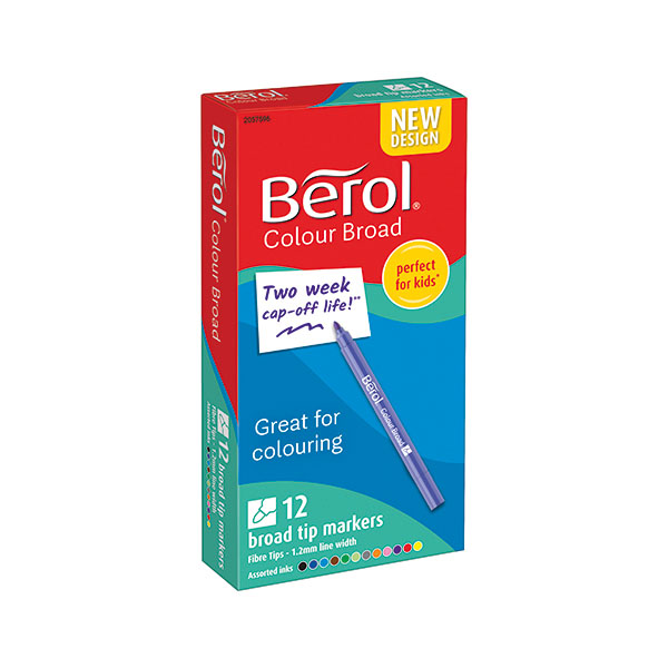 Berol Colour Broad Pen Asst WB Pk12