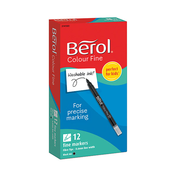 Berol Colour Fine Markers Blk Pk12