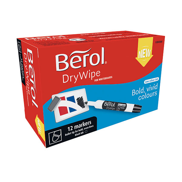 Berol D/Wipe Bullet Marker Blk Pk12