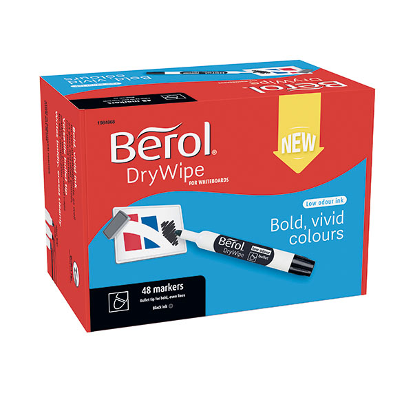 Berol D/Wipe Bullet Marker Blk Pk48