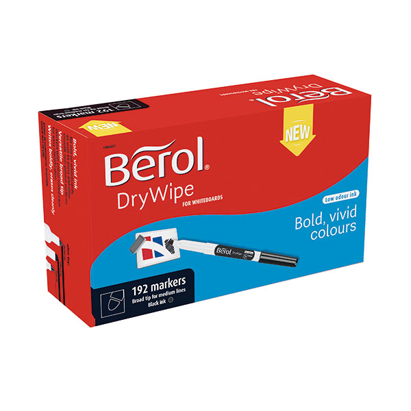 Berol D/Wipe Broad Marker Blk Pk192