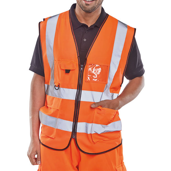 Exec Hi Vis Waistcoat Orange L