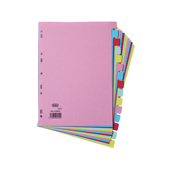 Elba A4 Card Dividers 15 Part Ast