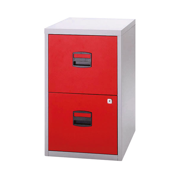 Bisley 2 Drw Home Filing Grey/Red