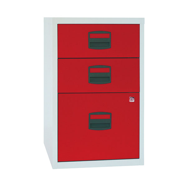 Bisley 3 Drw Home Filing Grey/Red