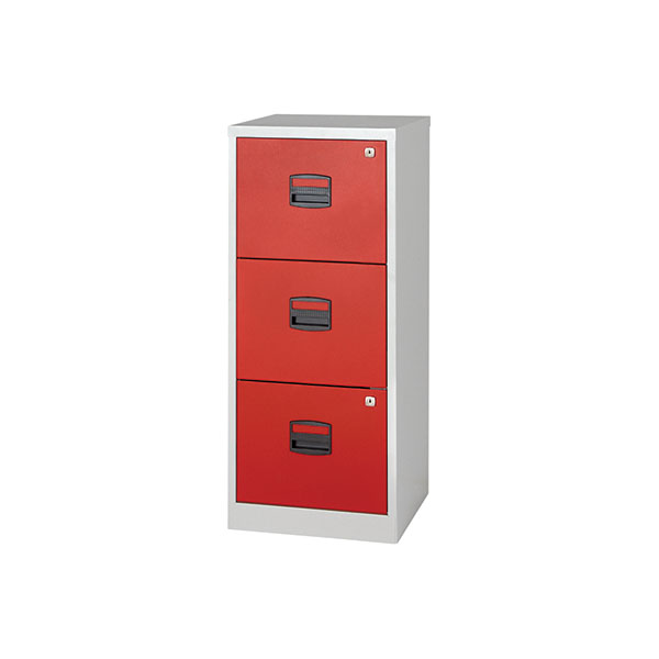 Bisley 3 Drw Home Filing Grey/Red